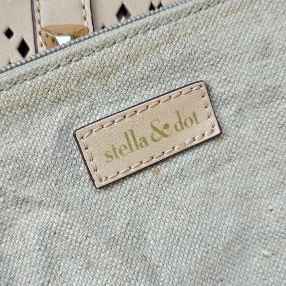 Stella & Dot Women Hand Bag Tan Faux Leather Vegan Large Tote Bag Avalon Bag - Picture 10 of 13